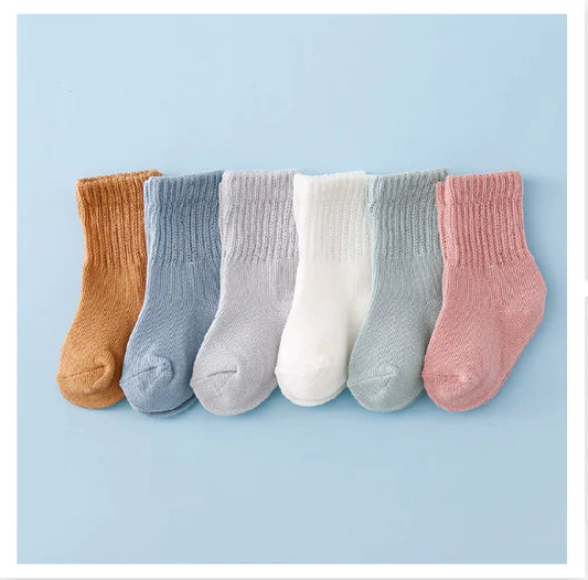 Newborn Cotton Socks 6 Pairs in Candy Colors (One Set)